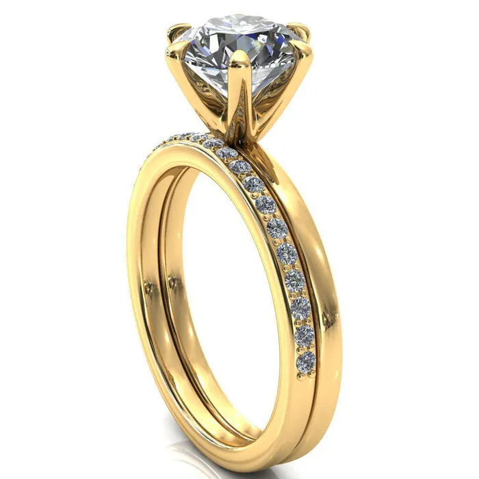 Julianne Round Center Stone Solitaire 6 Prong Ring Fire Brilliance Rings