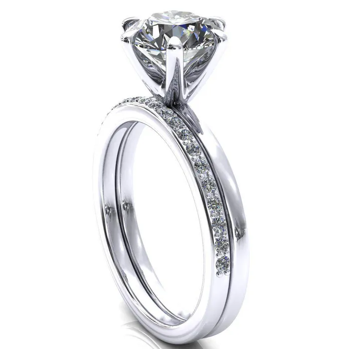 Julianne Round Center Stone Solitaire 6 Prong Ring Fire Brilliance Rings