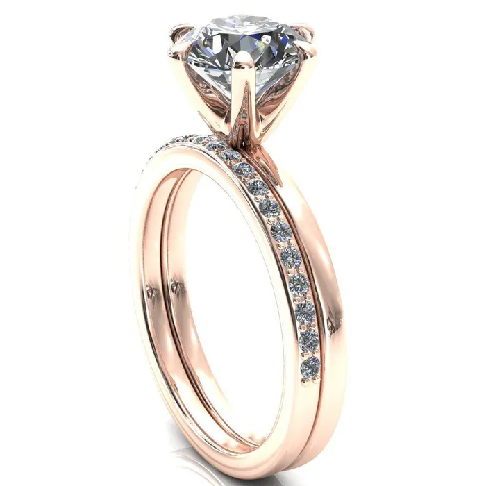 Julianne Round Center Stone Solitaire 6 Prong Ring Fire Brilliance Rings