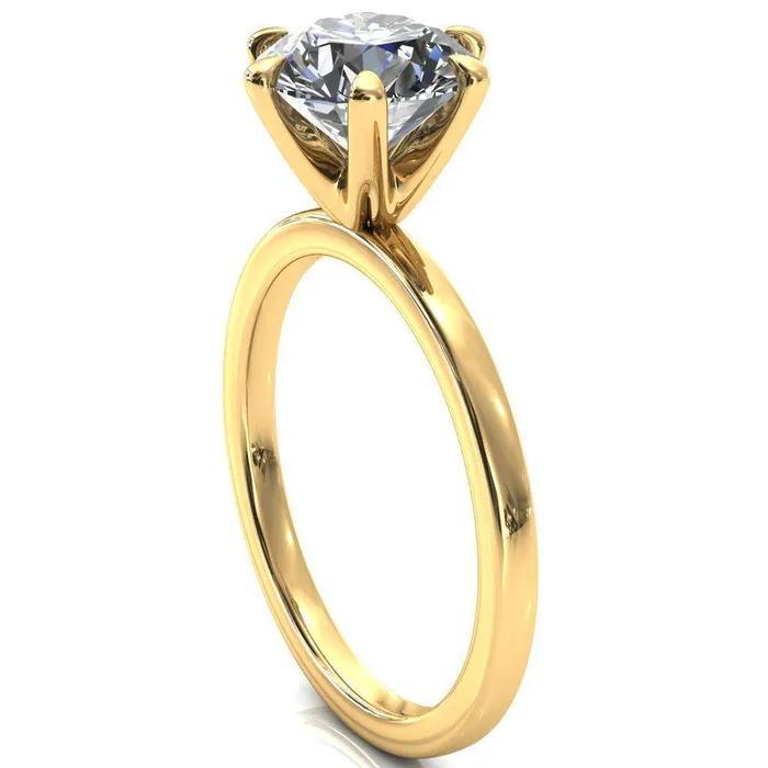 Julianne Round Center Stone Solitaire 6 Prong Ring Fire Brilliance Rings