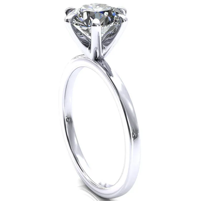 Julianne Round Center Stone Solitaire 6 Prong Ring Fire Brilliance Rings