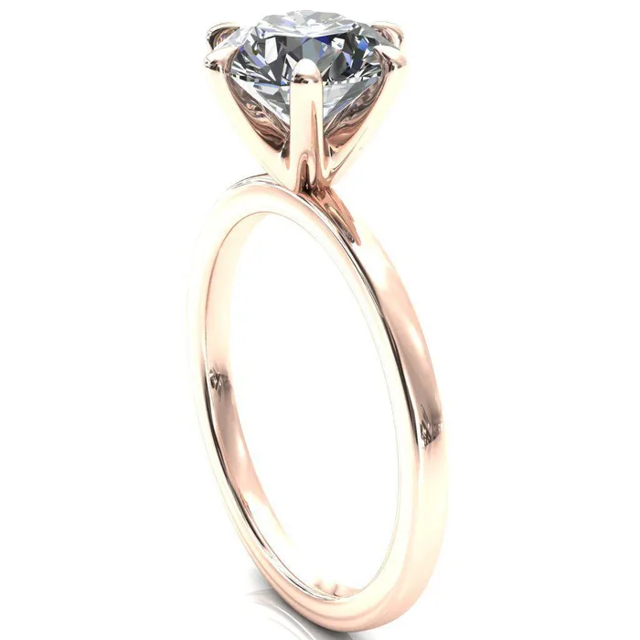 Julianne Round Center Stone Solitaire 6 Prong Ring Fire Brilliance Rings