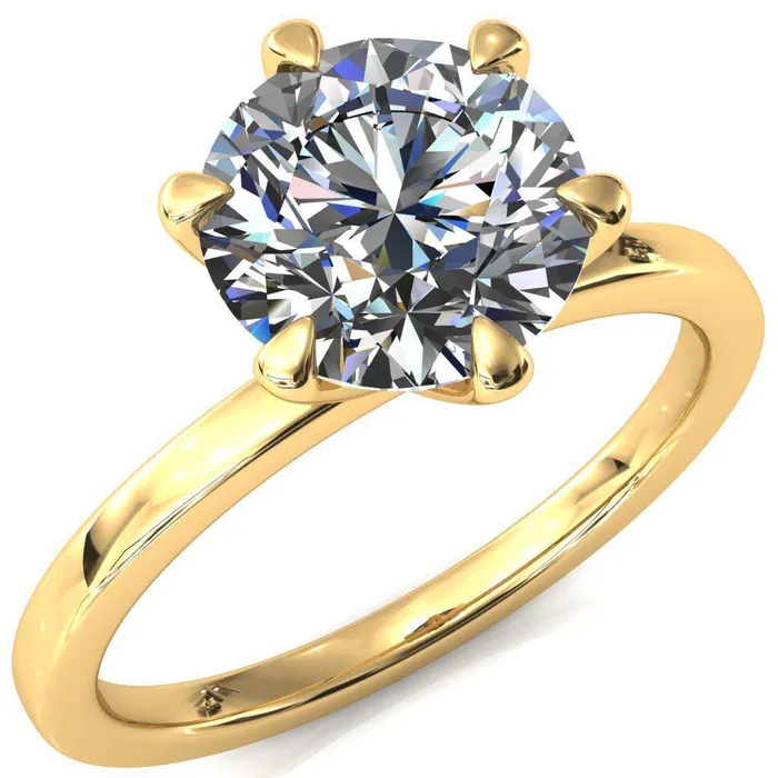 Julianne Round Center Stone Solitaire 6 Prong Ring Fire Brilliance Rings