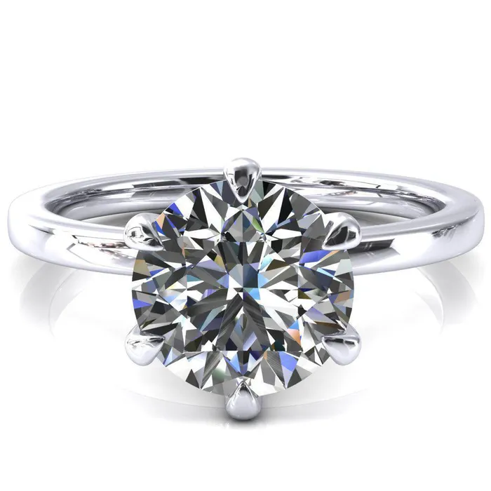 Julianne Round Center Stone Solitaire 6 Prong Ring Fire Brilliance Rings