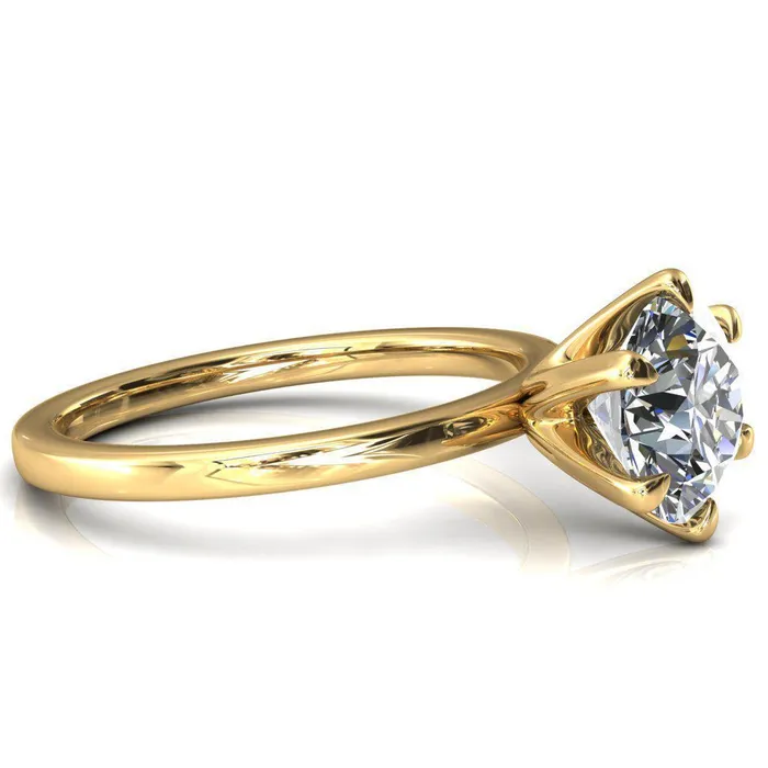 Julianne Round Center Stone Solitaire 6 Prong Ring Fire Brilliance Rings