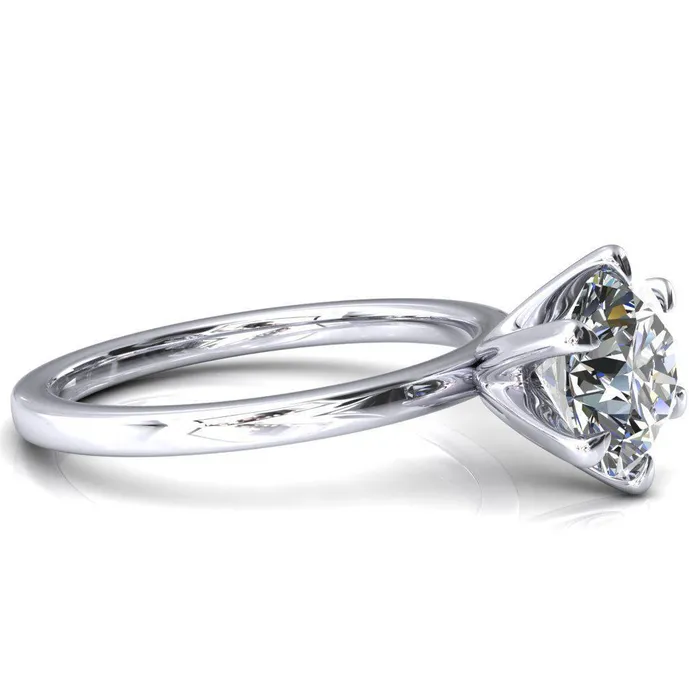 Julianne Round Center Stone Solitaire 6 Prong Ring Fire Brilliance Rings