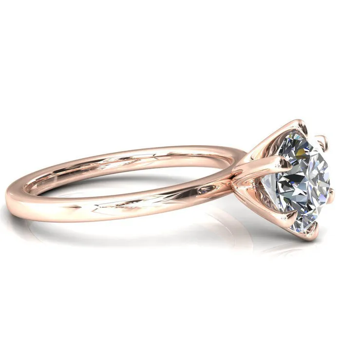 Julianne Round Center Stone Solitaire 6 Prong Ring Fire Brilliance Rings