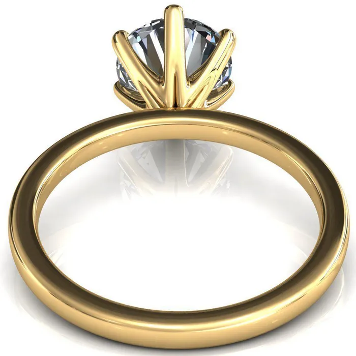 Julianne Round Center Stone Solitaire 6 Prong Ring Fire Brilliance Rings