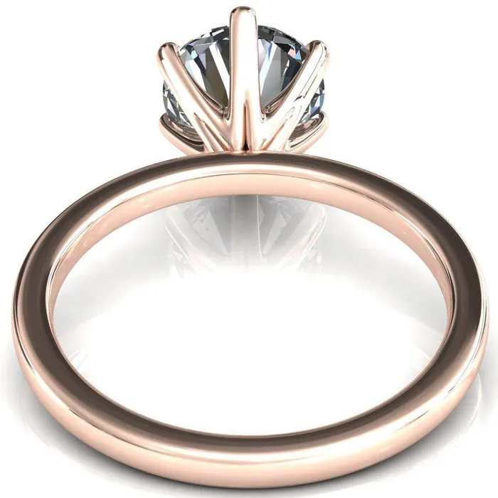 Julianne Round Center Stone Solitaire 6 Prong Ring Fire Brilliance Rings
