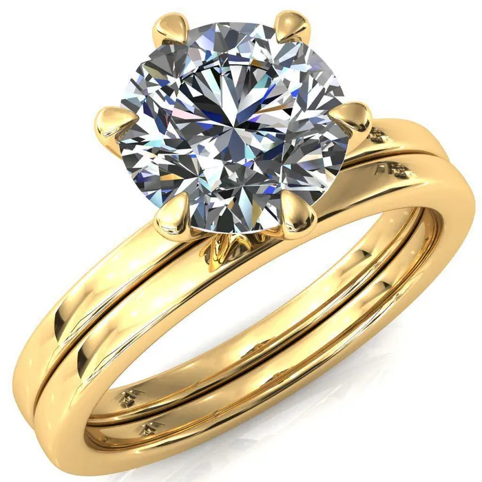 Julianne Round Center Stone Solitaire 6 Prong Ring Fire Brilliance Rings