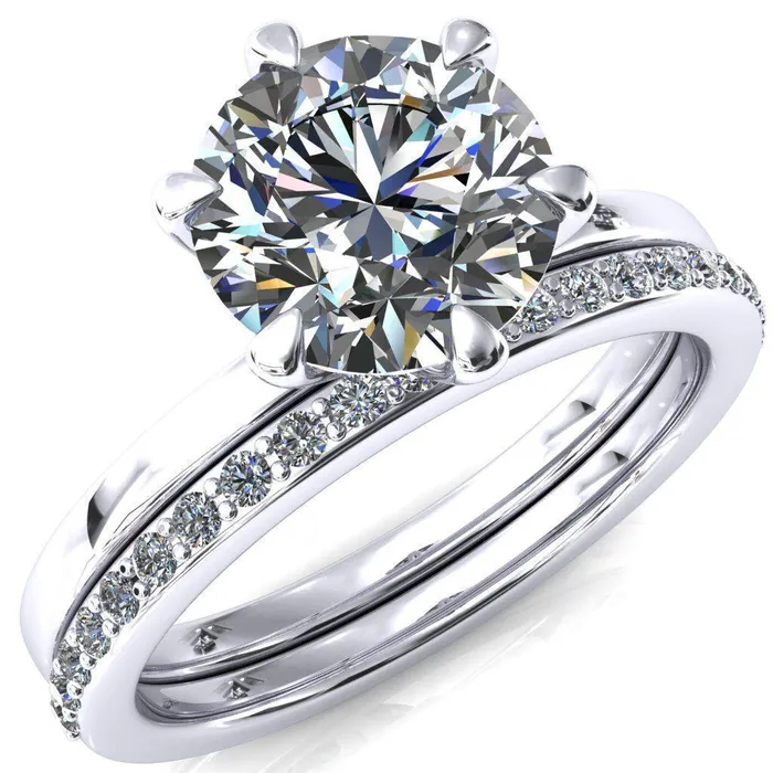 Julianne Round Center Stone Solitaire 6 Prong Ring Fire Brilliance Rings