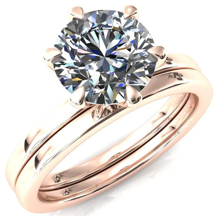 Julianne Round Center Stone Solitaire 6 Prong Ring Fire Brilliance Rings