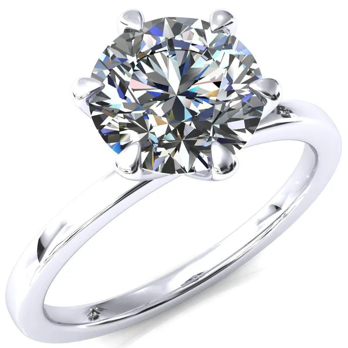 Julianne Round Center Stone Solitaire 6 Prong Ring Fire Brilliance Rings
