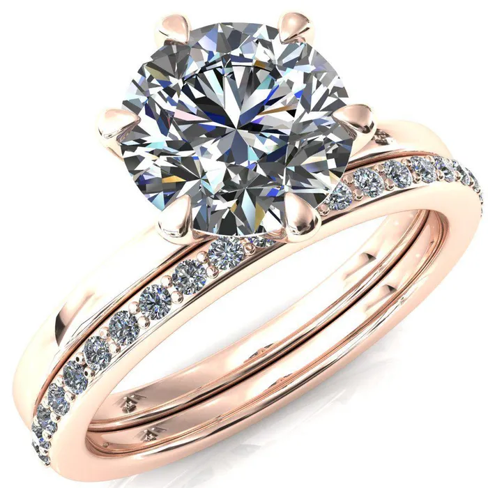 Julianne Round Center Stone Solitaire 6 Prong Ring Fire Brilliance Rings