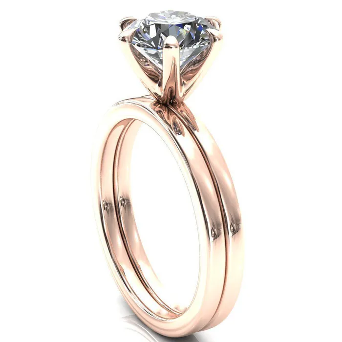 Julianne Round Center Stone Solitaire 6 Prong Ring Fire Brilliance Rings
