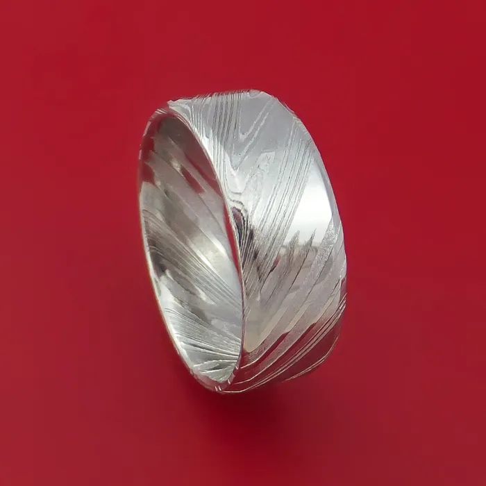 Kuro Damascus Steel Ring Custom Made Band Lashbrook Rings