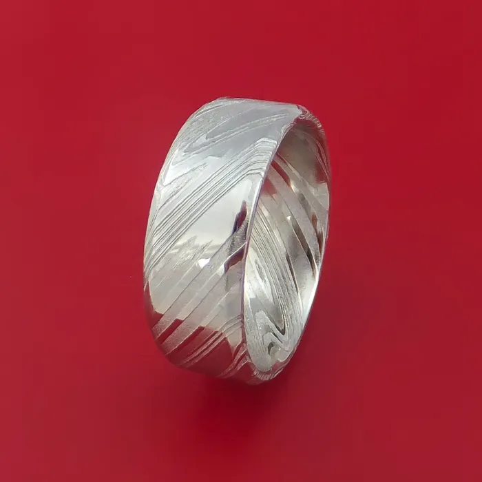 Kuro Damascus Steel Ring Custom Made Band Lashbrook Rings Kuro Damascus Steel Ring Custom Made Band Lashbrook Rings