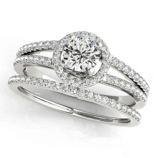 Larae Round Center Stone Split Shank Cathedral Diamond Halo Engagement Ring Fire Brilliance Rings Larae Round Center Stone Split Shank Cathedral Diamond Halo Engagement Ring Fire Brilliance Rings