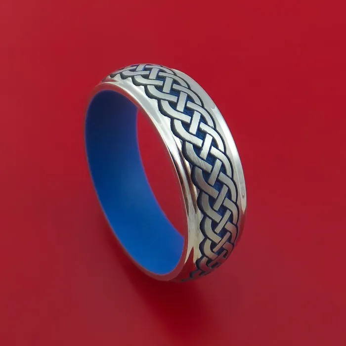 Lashbrook Rings Cobalt Chrome Ring with Infinity Knot Milled Celtic Design and Cerakote Inlays and Interior Cerakote Sleeve Custom Made Band Lashbrook Rings Cobalt Chrome Ring with Infinity Knot Milled Celtic Design and Cerakote Inlays and Interior Cerakote Sleeve Custom Made Band
