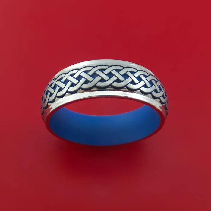 Lashbrook Rings Cobalt Chrome Ring with Infinity Knot Milled Celtic Design and Cerakote Inlays and Interior Cerakote Sleeve Custom Made Band Lashbrook Rings Cobalt Chrome Ring with Infinity Knot Milled Celtic Design and Cerakote Inlays and Interior Cerakote Sleeve Custom Made Band