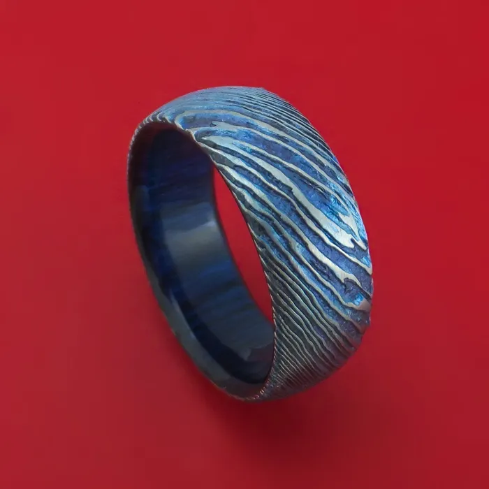 Lashbrook Rings KuroTi Twisted Titanium Etched and HeatTreated Ring with Hardwood Sleeve Custom Made Band Lashbrook Rings KuroTi Twisted Titanium Etched and HeatTreated Ring with Hardwood Sleeve Custom Made Band