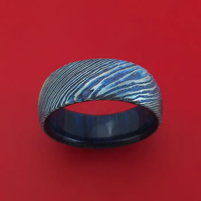 Lashbrook Rings KuroTi Twisted Titanium Etched and HeatTreated Ring with Hardwood Sleeve Custom Made Band Lashbrook Rings KuroTi Twisted Titanium Etched and HeatTreated Ring with Hardwood Sleeve Custom Made Band