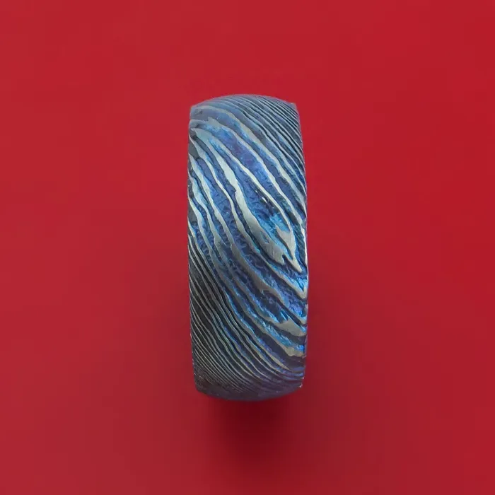 Lashbrook Rings KuroTi Twisted Titanium Etched and HeatTreated Ring with Hardwood Sleeve Custom Made Band Lashbrook Rings KuroTi Twisted Titanium Etched and HeatTreated Ring with Hardwood Sleeve Custom Made Band
