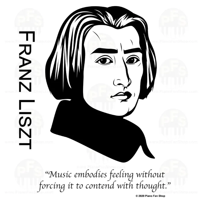 Liszt Silhouette TShirt Piano Fan Shop Earrings