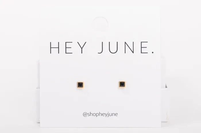 Little Black Square Screwbacks WANTME Rings