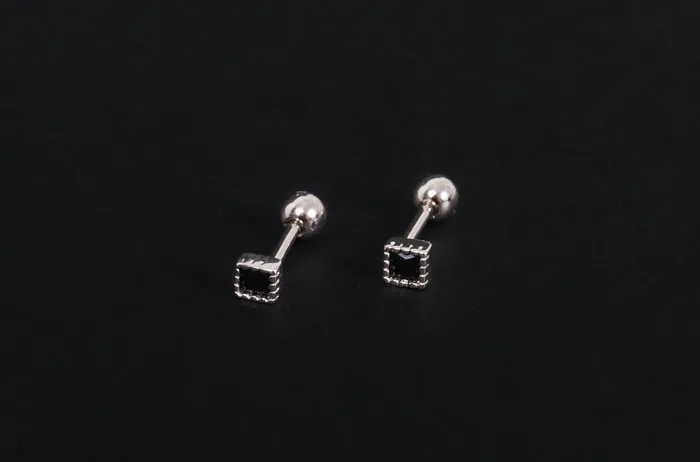 Little Black Square Screwbacks WANTME Rings