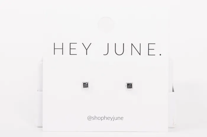 Little Black Square Screwbacks WANTME Rings