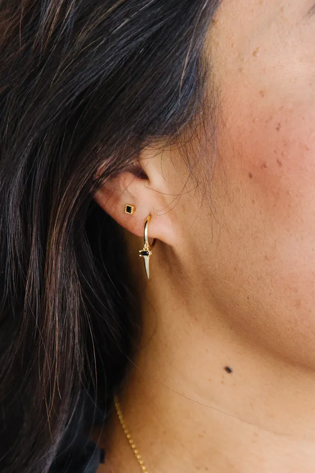 Little Black Square Screwbacks WANTME Rings