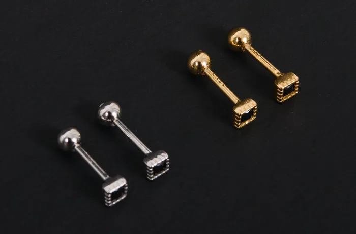 Little Black Square Screwbacks WANTME Rings