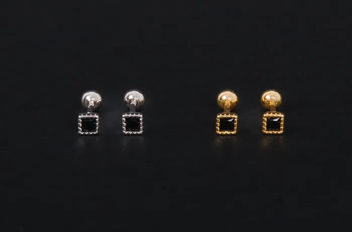 Little Black Square Screwbacks WANTME Rings