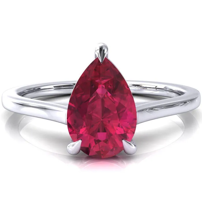 Lizzy Pear Ruby 3 Claw Prong Cathedral Engagement Ring Fire Brilliance Rings Lizzy Pear Ruby 3 Claw Prong Cathedral Engagement Ring Fire Brilliance Rings