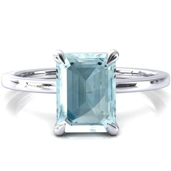 Lyla Emerald Aqua Blue Spinel 4 Claw Prong Single Rail Solitaire Ring Fire Brilliance Rings Lyla Emerald Aqua Blue Spinel 4 Claw Prong Single Rail Solitaire Ring Fire Brilliance Rings