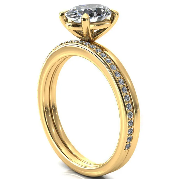 Lyla Oval Lab Grown Diamond Center Stone 4 Claw Prong Single Rail Solitaire Ring Fire Brilliance Rings