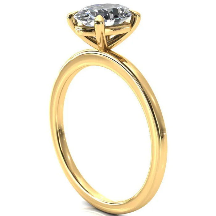 Lyla Oval Lab Grown Diamond Center Stone 4 Claw Prong Single Rail Solitaire Ring Fire Brilliance Rings