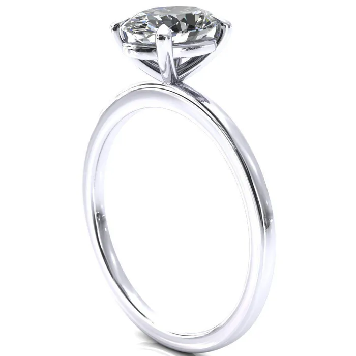 Lyla Oval Lab Grown Diamond Center Stone 4 Claw Prong Single Rail Solitaire Ring Fire Brilliance Rings
