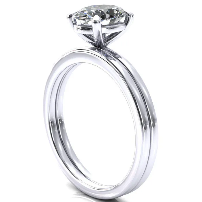 Lyla Oval Lab Grown Diamond Center Stone 4 Claw Prong Single Rail Solitaire Ring Fire Brilliance Rings