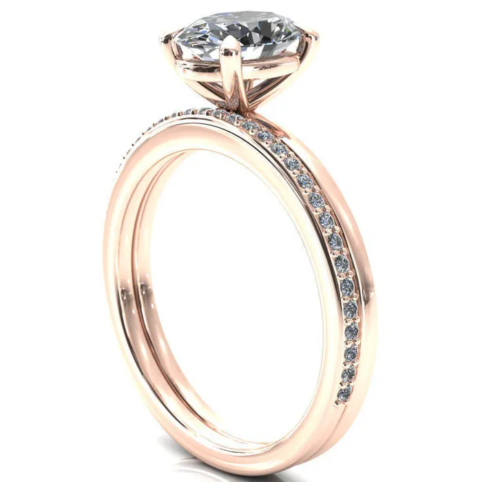 Lyla Oval Lab Grown Diamond Center Stone 4 Claw Prong Single Rail Solitaire Ring Fire Brilliance Rings
