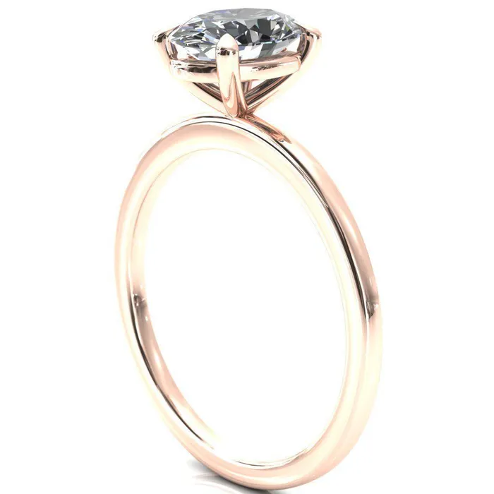 Lyla Oval Lab Grown Diamond Center Stone 4 Claw Prong Single Rail Solitaire Ring Fire Brilliance Rings