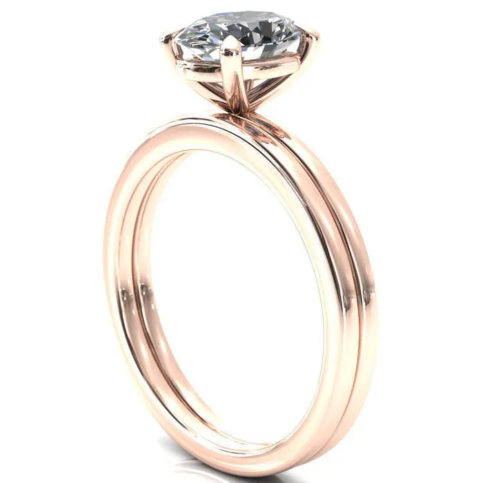 Lyla Oval Lab Grown Diamond Center Stone 4 Claw Prong Single Rail Solitaire Ring Fire Brilliance Rings