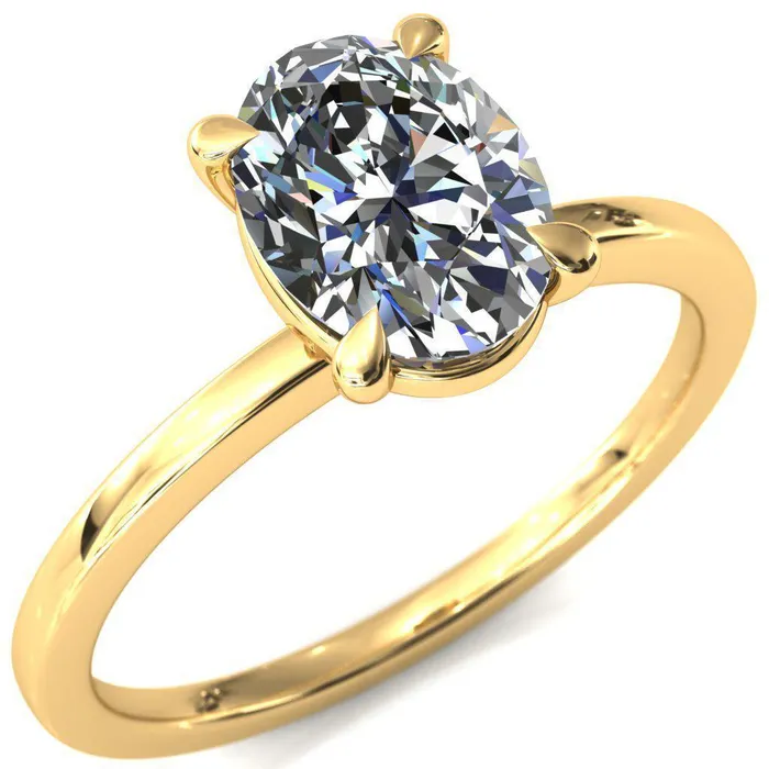 Lyla Oval Lab Grown Diamond Center Stone 4 Claw Prong Single Rail Solitaire Ring Fire Brilliance Rings