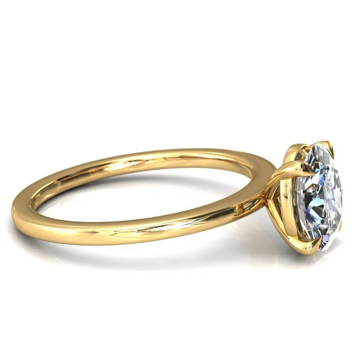 Lyla Oval Lab Grown Diamond Center Stone 4 Claw Prong Single Rail Solitaire Ring Fire Brilliance Rings
