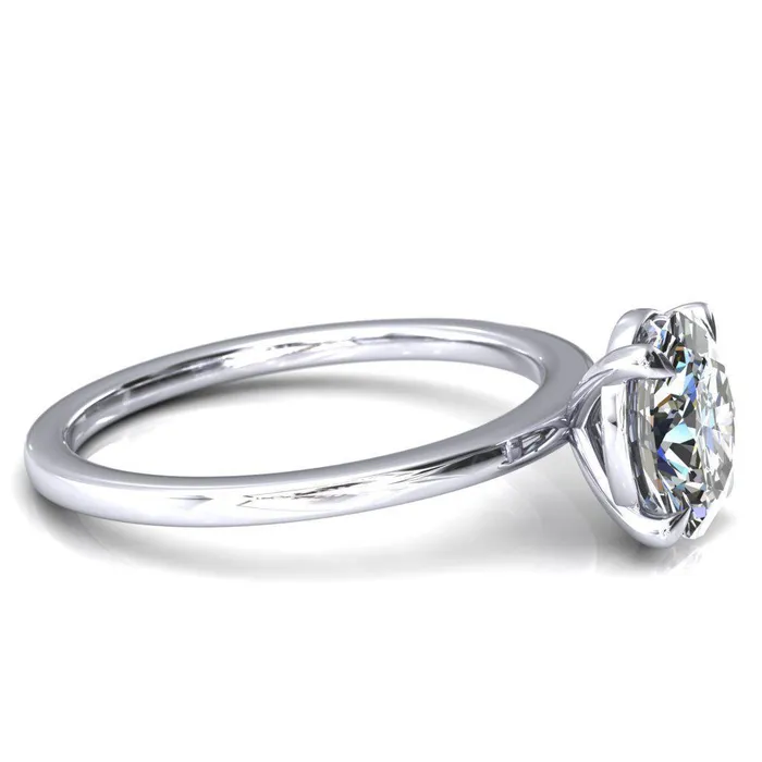 Lyla Oval Lab Grown Diamond Center Stone 4 Claw Prong Single Rail Solitaire Ring Fire Brilliance Rings