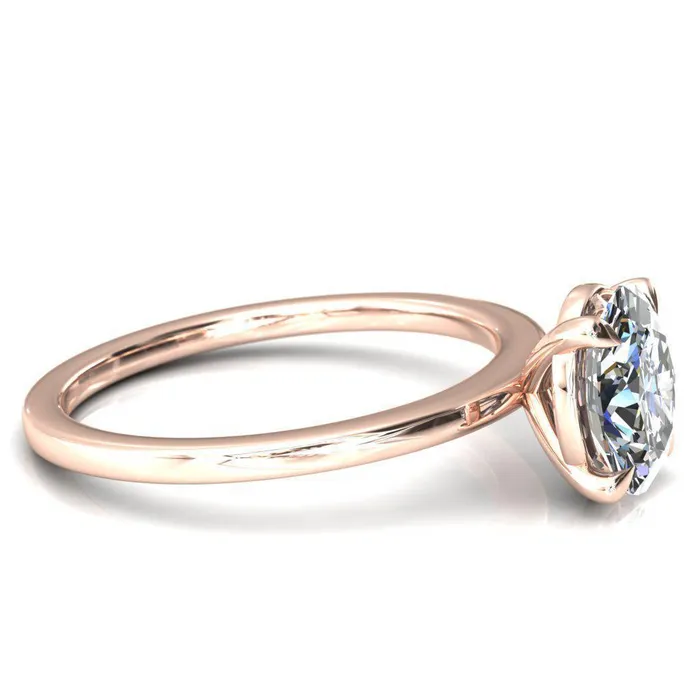 Lyla Oval Lab Grown Diamond Center Stone 4 Claw Prong Single Rail Solitaire Ring Fire Brilliance Rings
