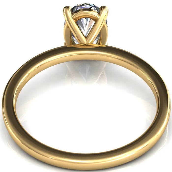 Lyla Oval Lab Grown Diamond Center Stone 4 Claw Prong Single Rail Solitaire Ring Fire Brilliance Rings