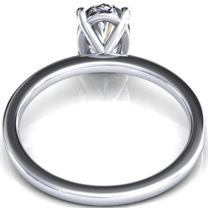 Lyla Oval Lab Grown Diamond Center Stone 4 Claw Prong Single Rail Solitaire Ring Fire Brilliance Rings