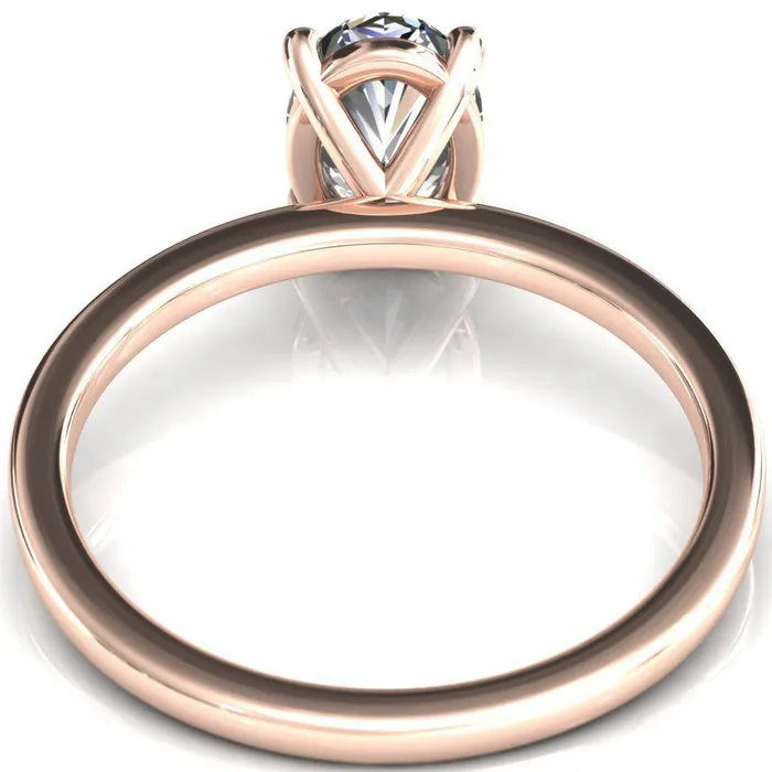 Lyla Oval Lab Grown Diamond Center Stone 4 Claw Prong Single Rail Solitaire Ring Fire Brilliance Rings